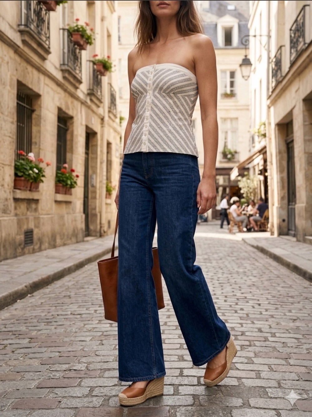 Y2K Vintage Bebe Button Down Striped  Strapless Tube Top